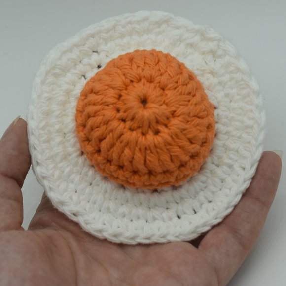 Handcrafted Crochet Fried Egg catnip toy - Picture 4 of 6